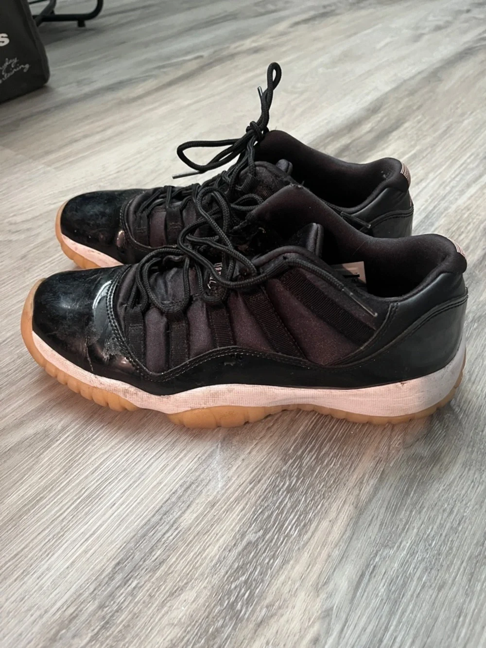 Black and Pink Jordan Mid Sneakers with Gum Sole - Picture 1 of 6